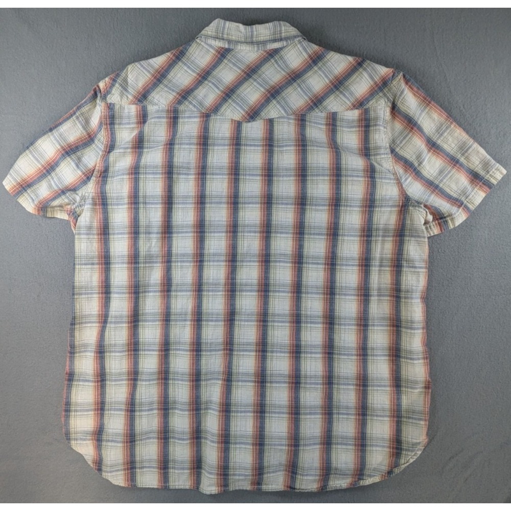 Lucky Brand XXL Short Sleeve Western Plaid Pearl Snap Shirt - Picture 4 of 8